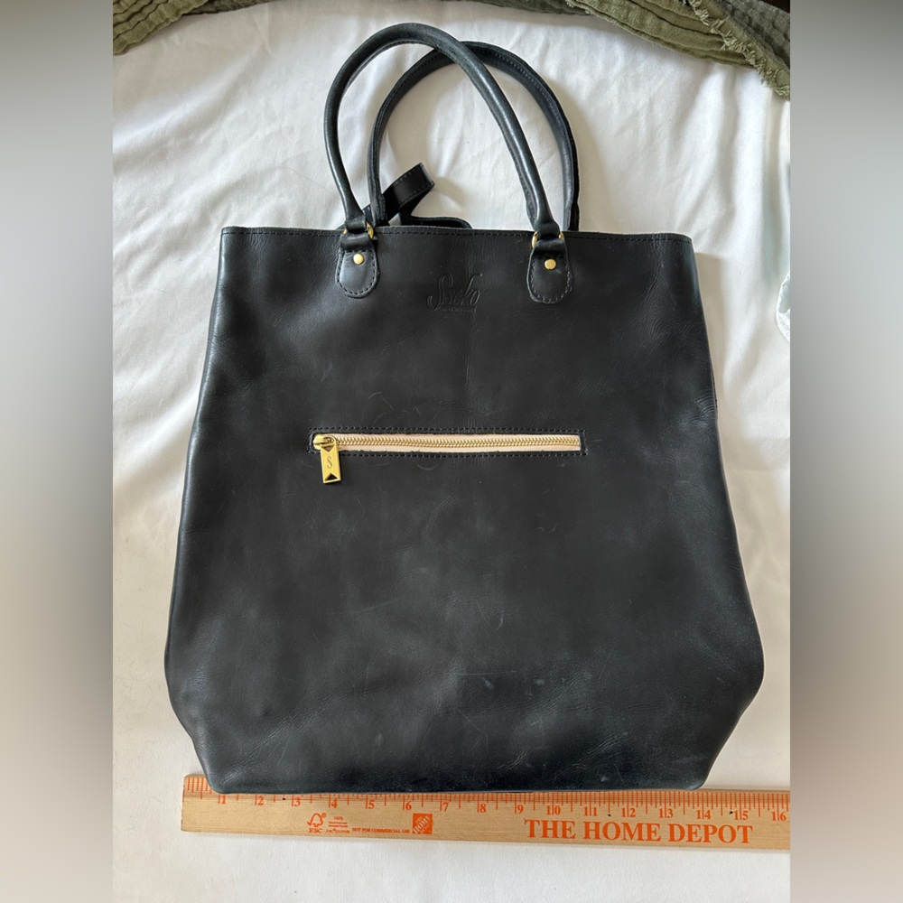 Sseko genuine, leather convertible Tote Bag with Gold Accents